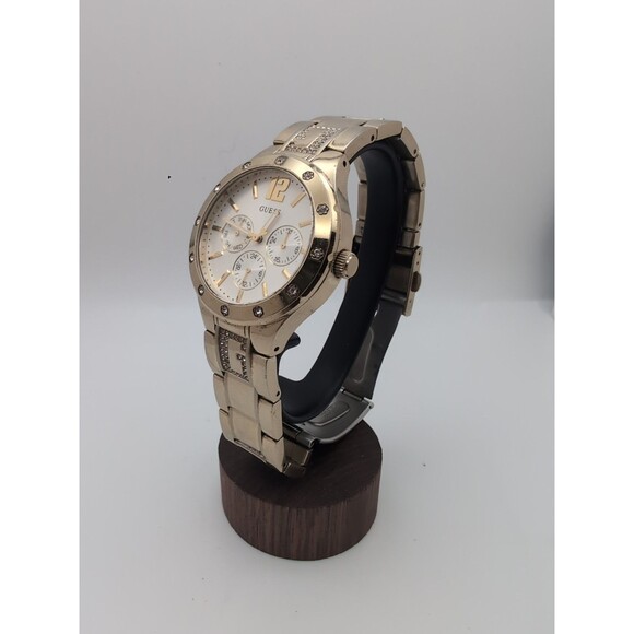 GUESS Women's U15078L1 Quartz Analog Chrono Dress Watch. Good Tone w Crystal "G" - Picture 2 of 9